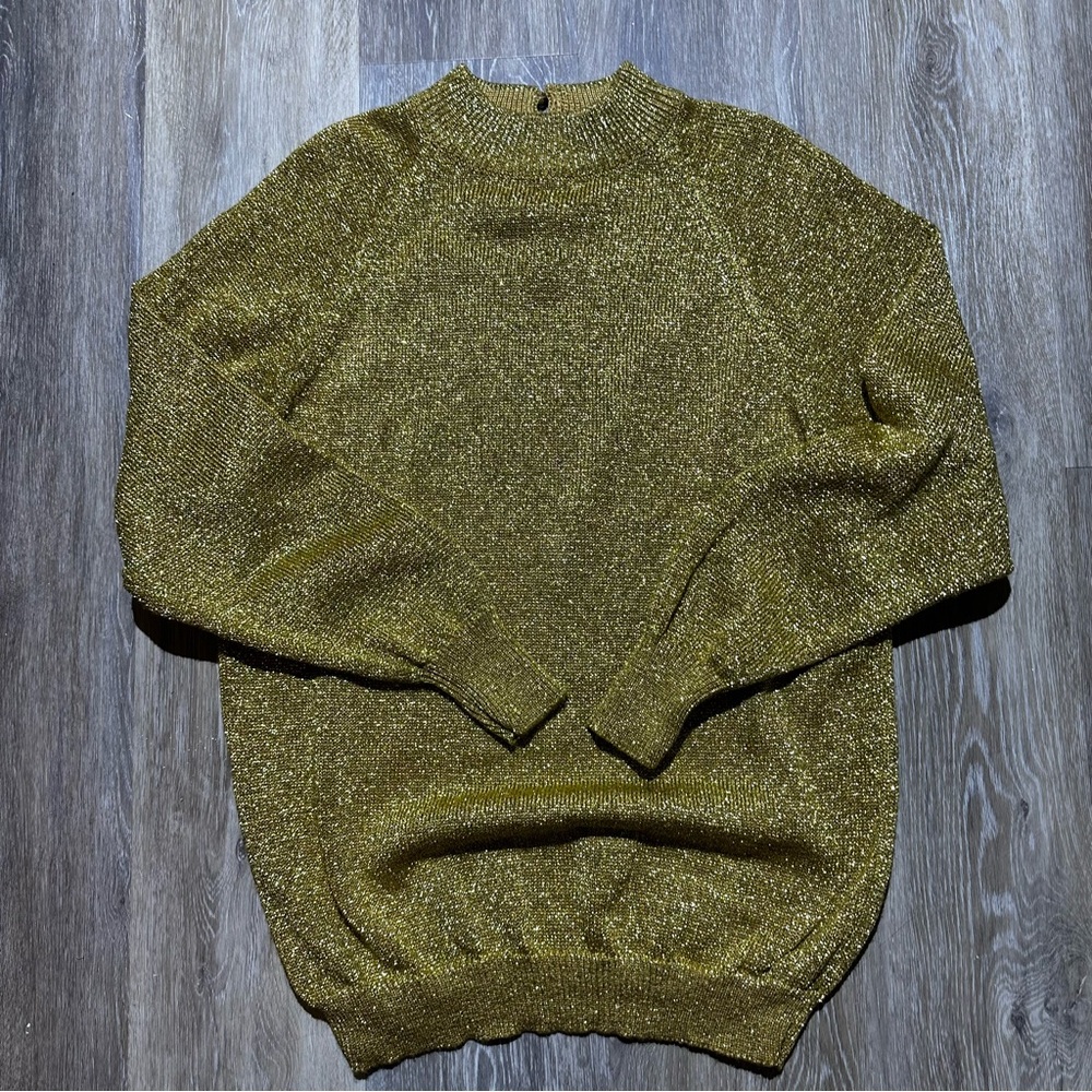 VINTAGE 80s Liz Clairborne Golden glitter sweater || Size Large💕